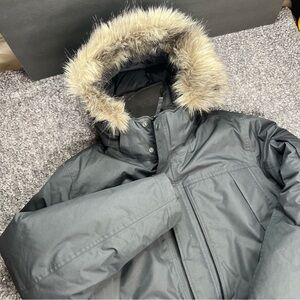 L.L Bean Coat Mens Large Tall Black Tek 258981 Down Baxter State Parka Faux Fur